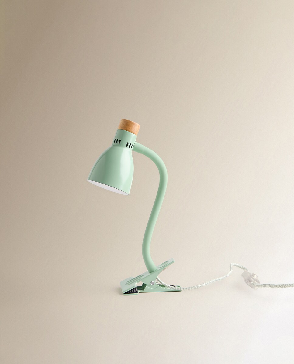 Candeeiro de Secretária com LED Integrado e Base de Pinça Clip Mini Home Verde-2
