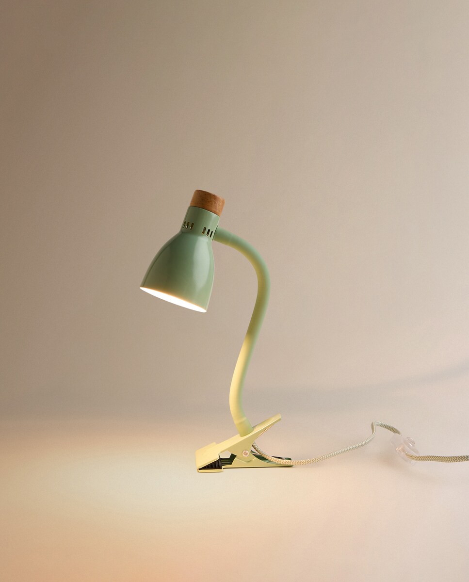 Candeeiro de Secretária com LED Integrado e Base de Pinça Clip Mini Home Verde-3