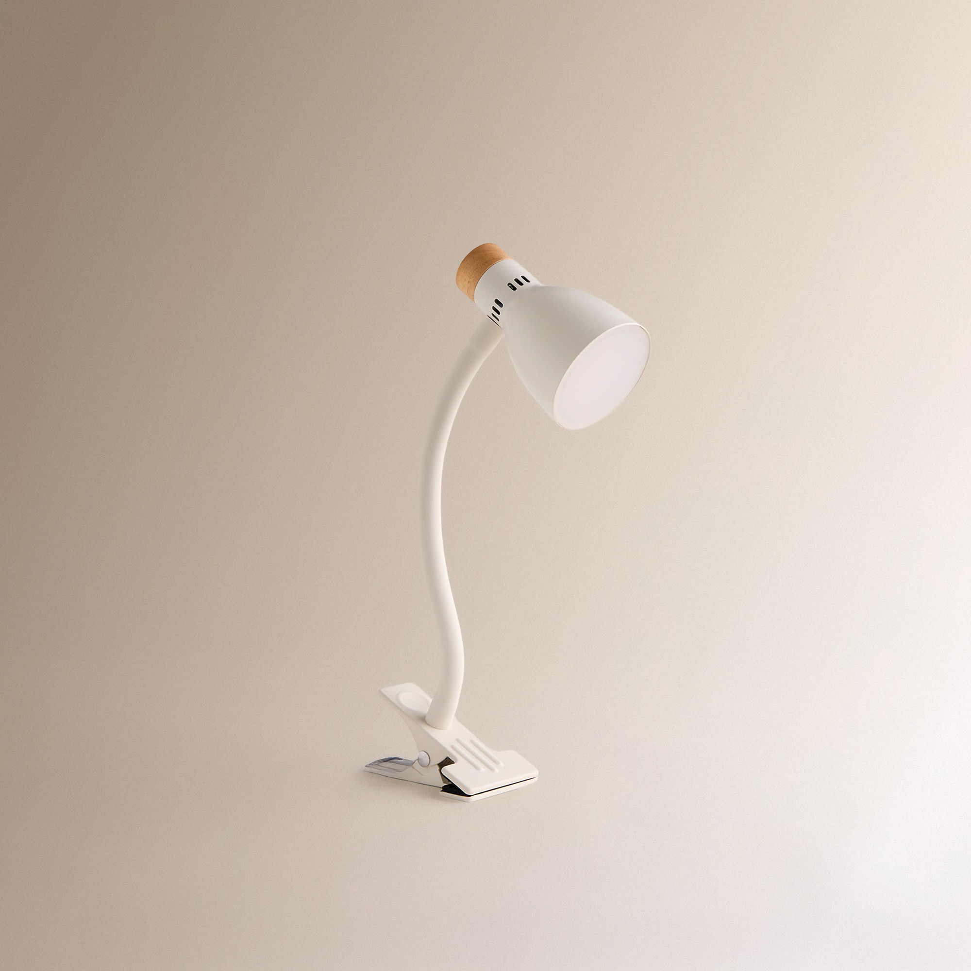 Candeeiro de Secretária com LED Integrado e Base de Pinça Clip Mini Home Branco-2