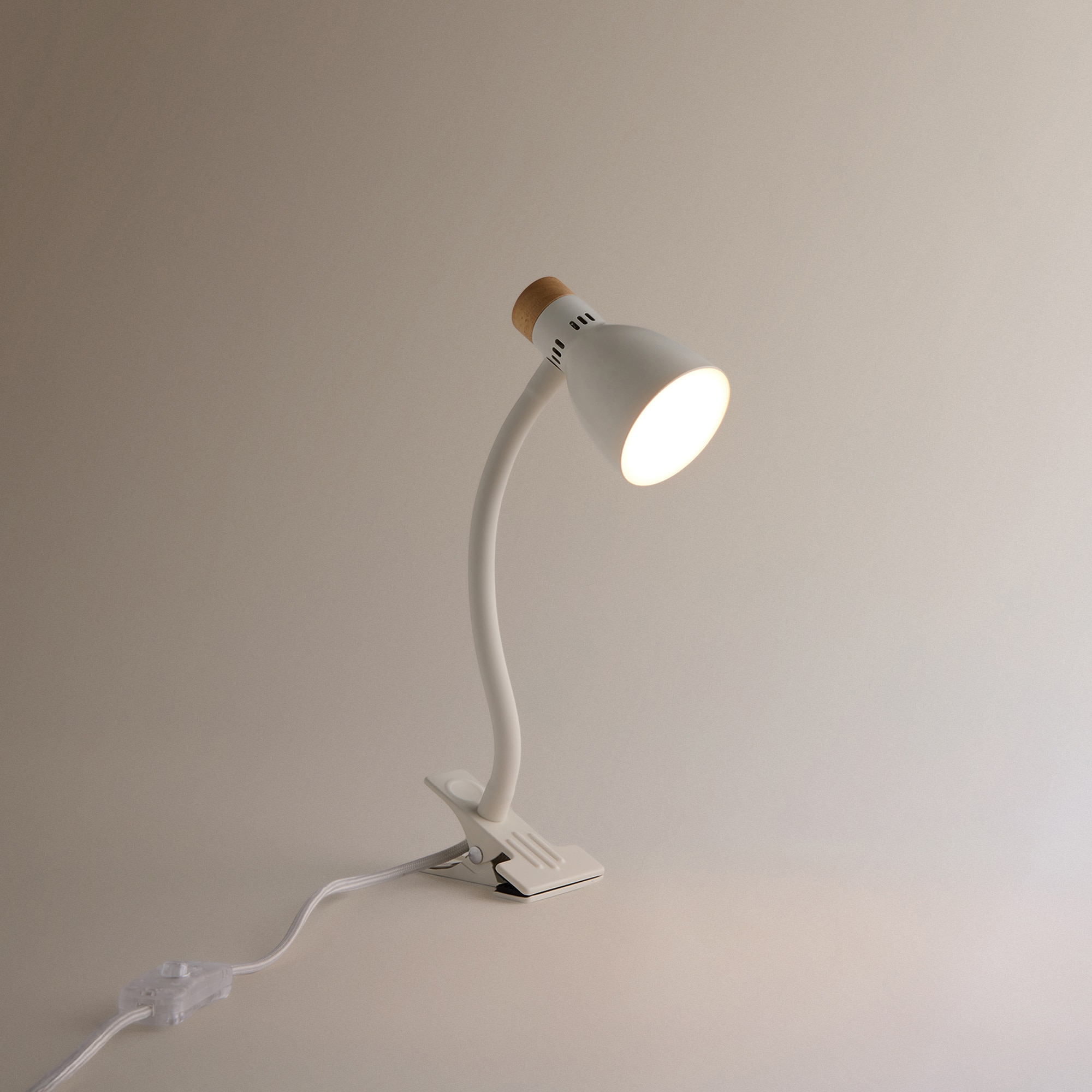 Candeeiro de Secretária com LED Integrado e Base de Pinça Clip Mini Home Branco-3
