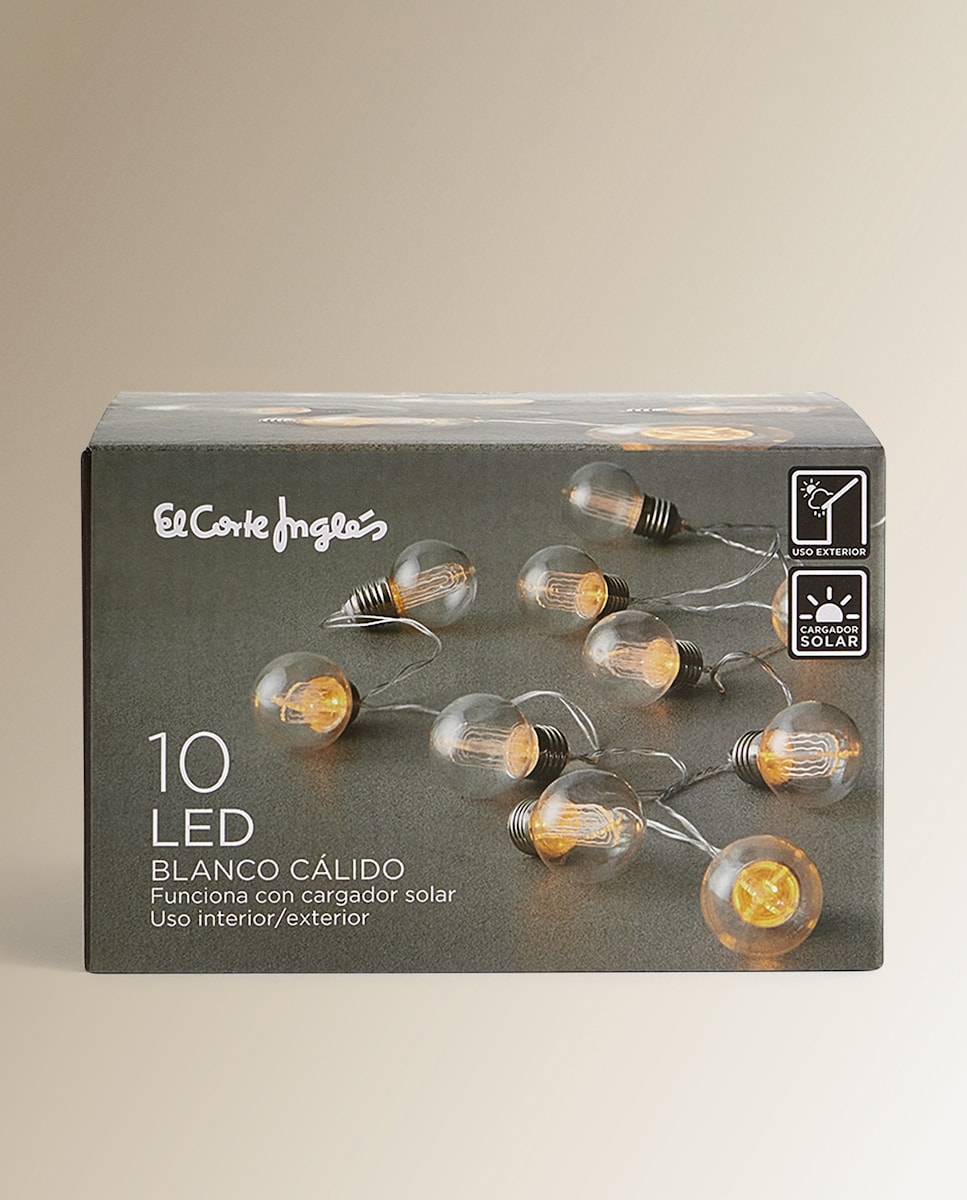 Grinalda Solar de 10 Luzes LED Edison Transparente-4