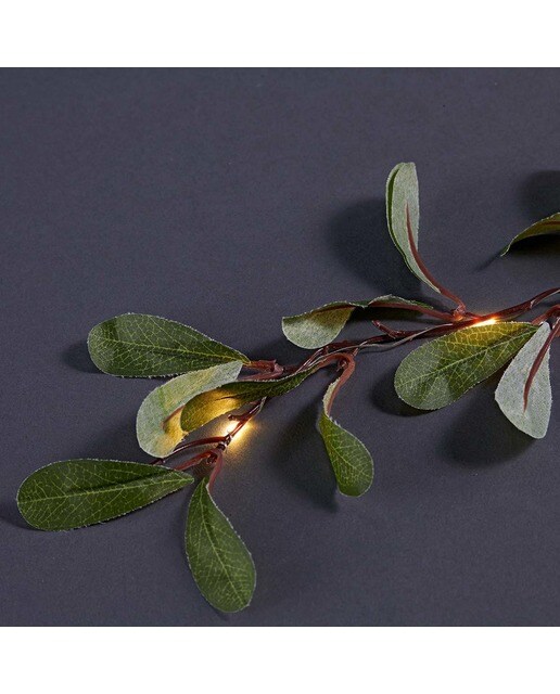 Grinalda com Folhas 25 Luzes LED Roche Verde-4