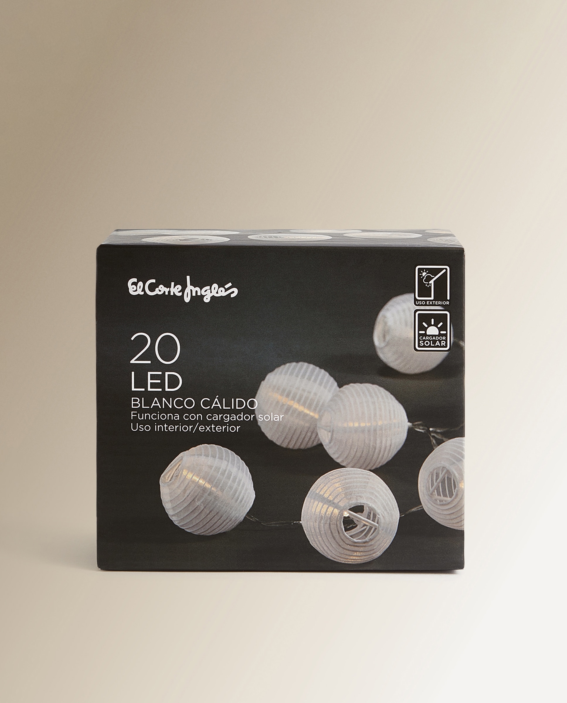 Grinalda Solar de Bolas com 20 Luzes LED para Exterior Elia Branco-4