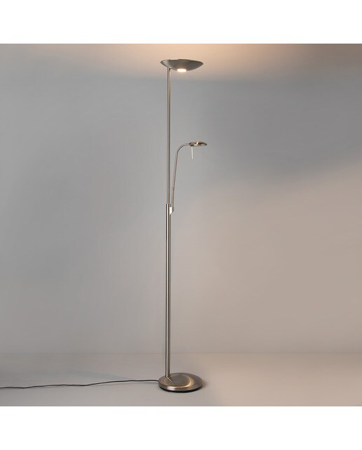 Candeeiro de pé LED com leitor Koa Cromado-2