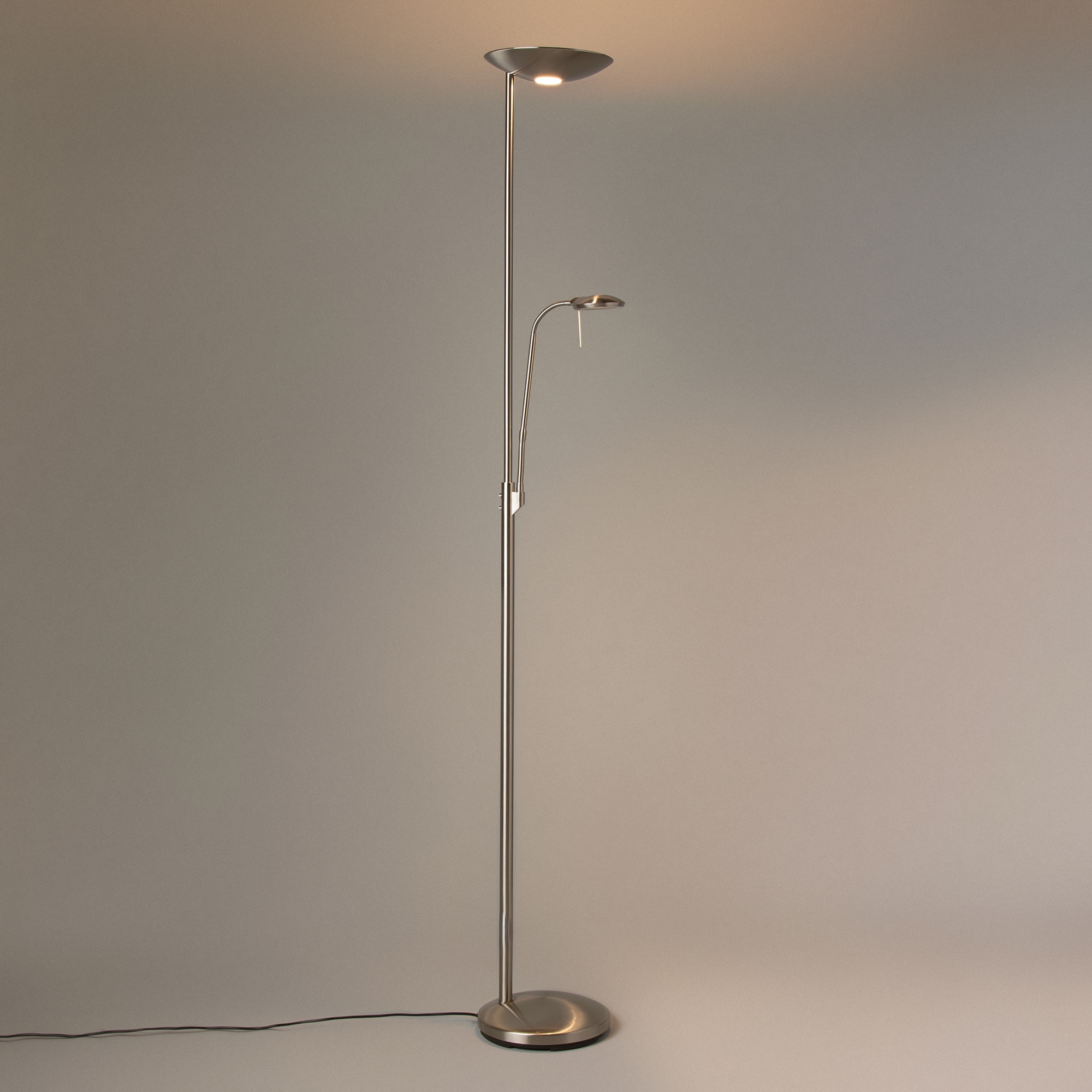 Candeeiro de pé LED com leitor Koa Cromado-3