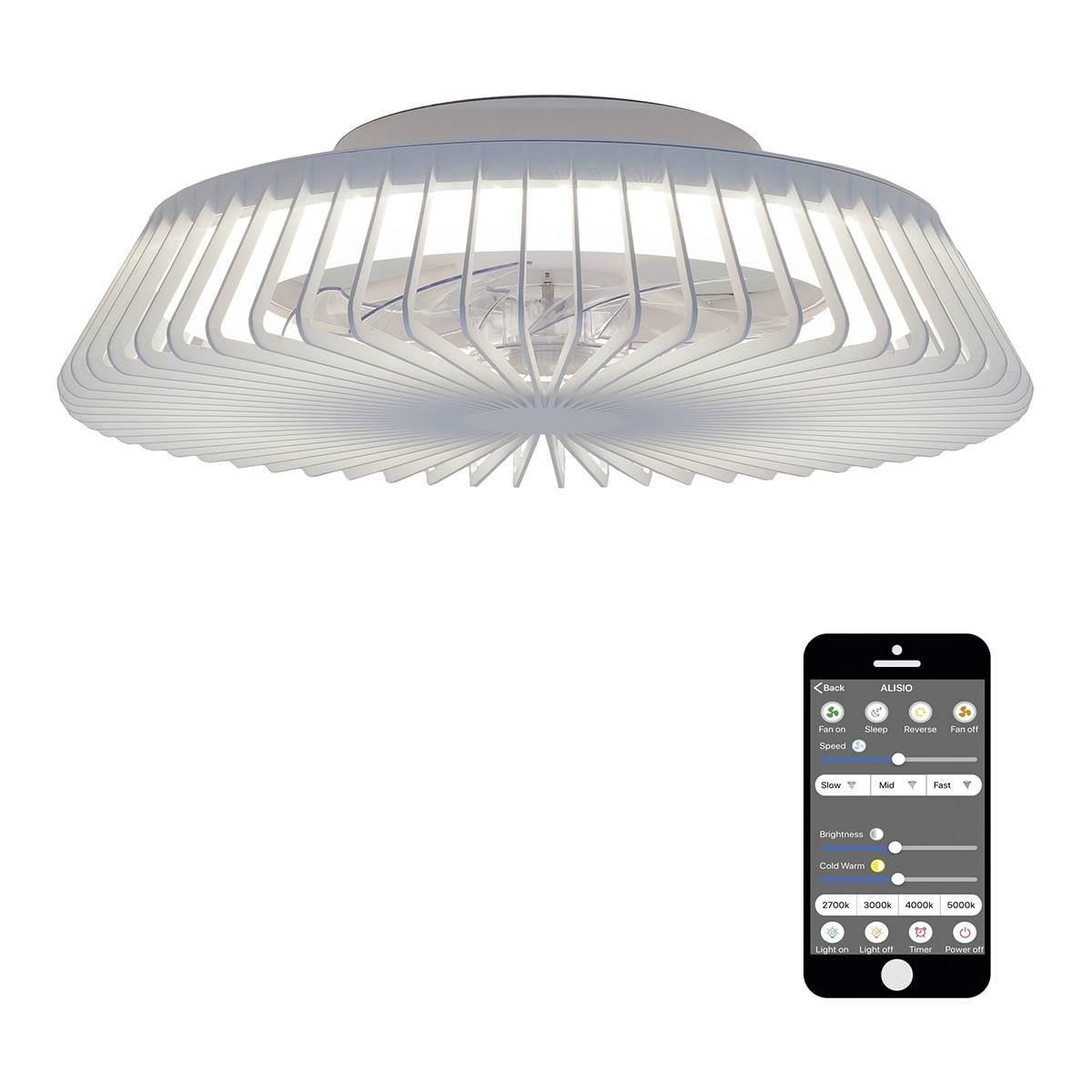 Ventoinha de Teto com LED e Motor DC Himalaias Branco-1