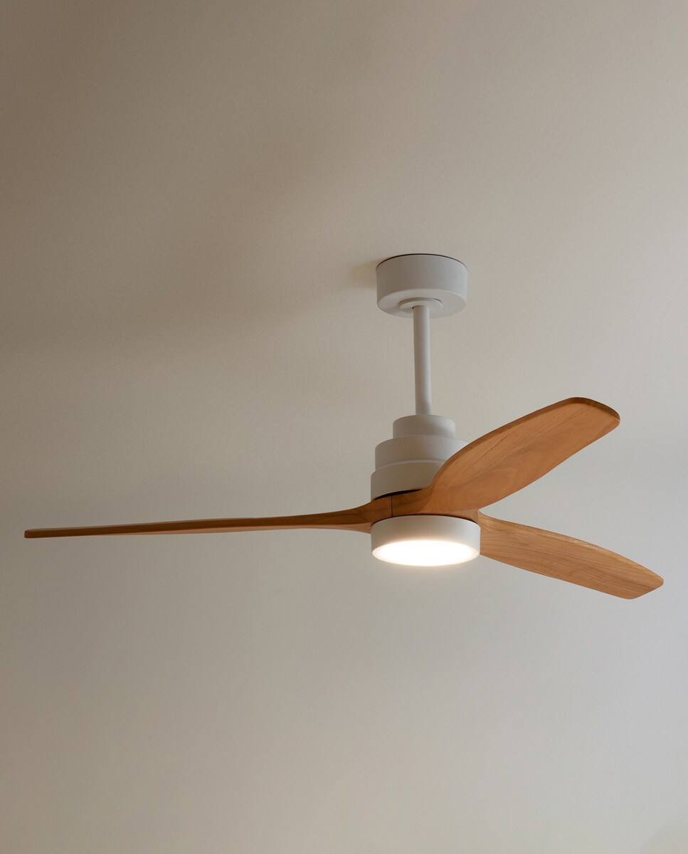 Ventoinha de Teto com Luz LED e Motor DC Son Bou - Branco/Madeira Branco-2