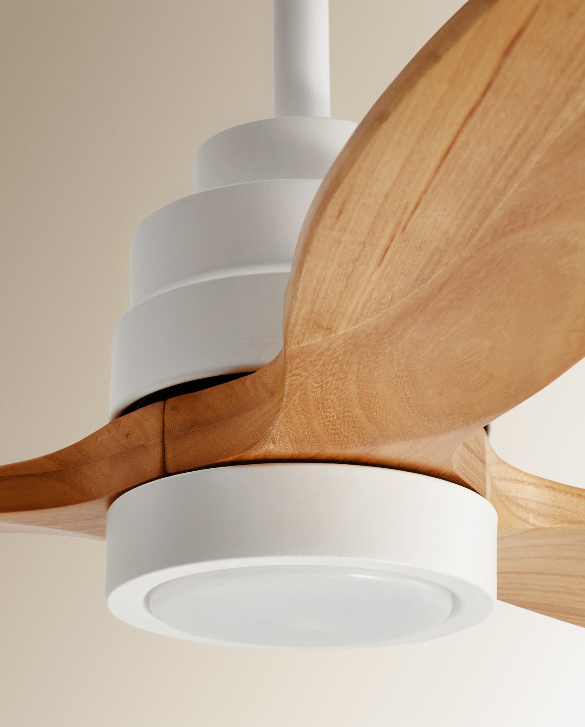 Ventoinha de Teto com Luz LED e Motor DC Son Bou - Branco/Madeira Branco-3