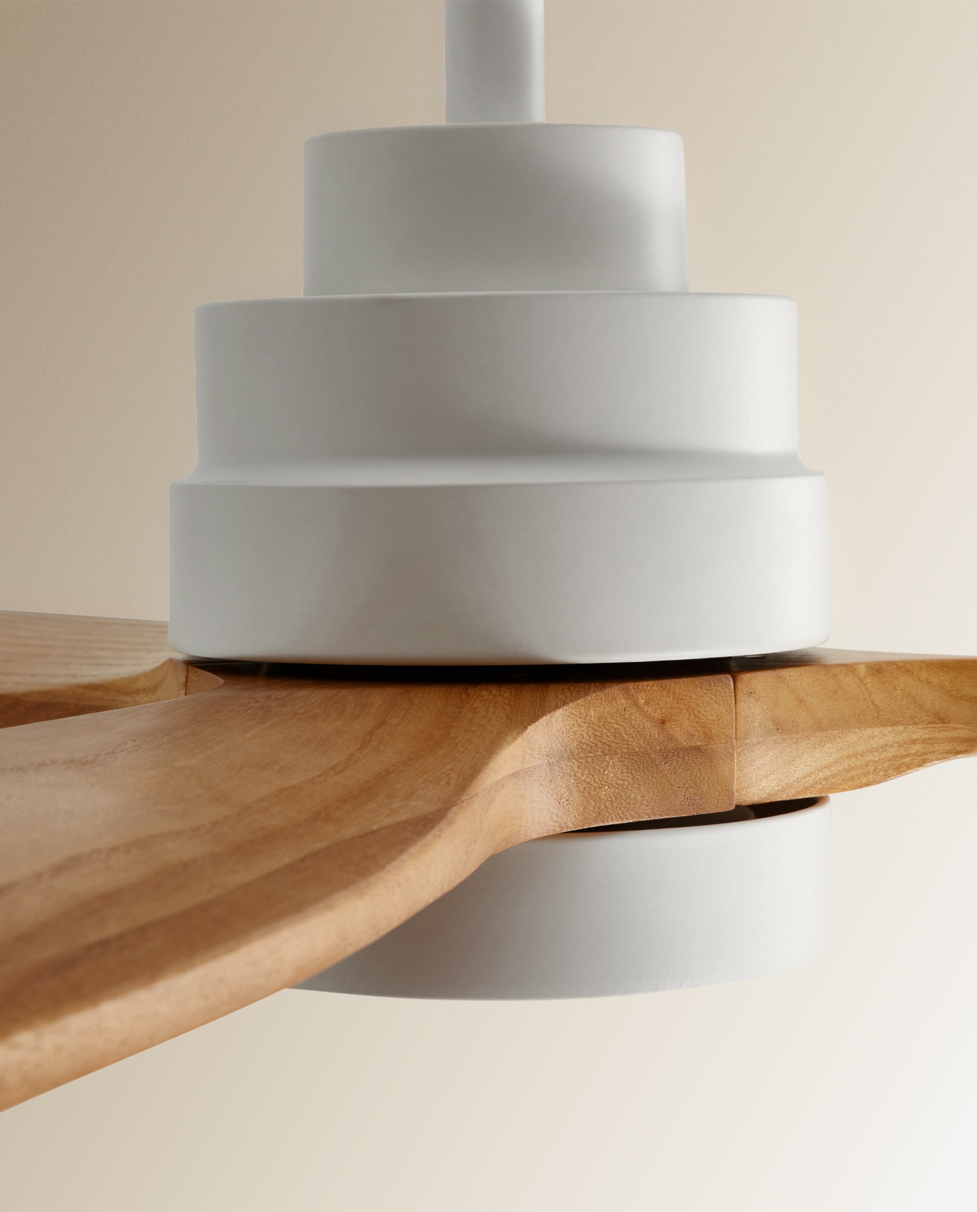 Ventoinha de Teto com Luz LED e Motor DC Son Bou - Branco/Madeira Branco-4