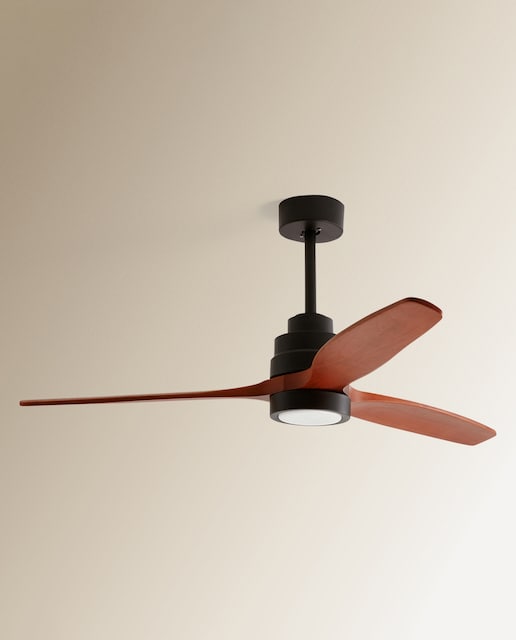 Ventilador de techo con luz LED y Motor DC Son Bou negro y madera El Corte Inglés