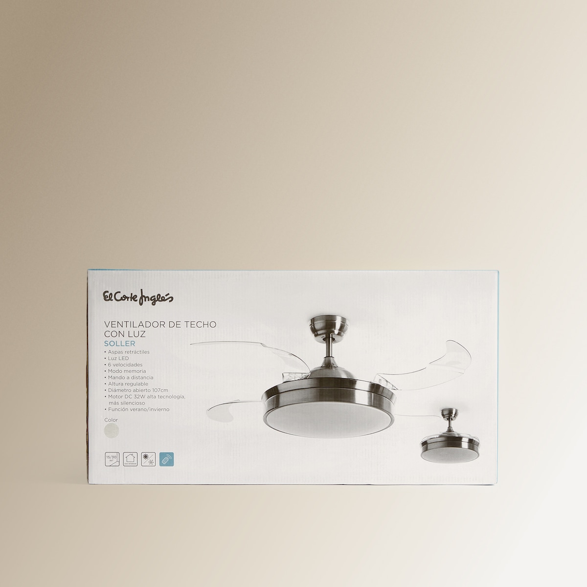 Ventilador de techo con luz LED y Motor DC Soller blanco El Corte Inglés Blanco-9