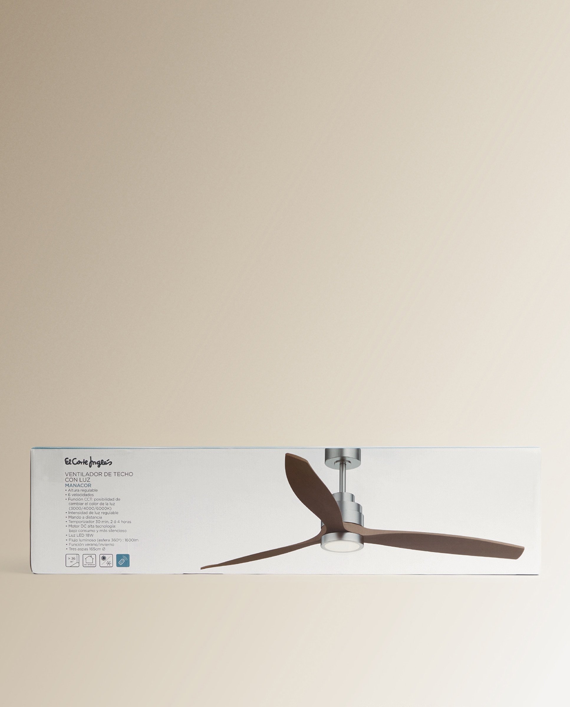 Ventoinha de Teto com Luz LED e Motor DC Manacor XL Natural-8