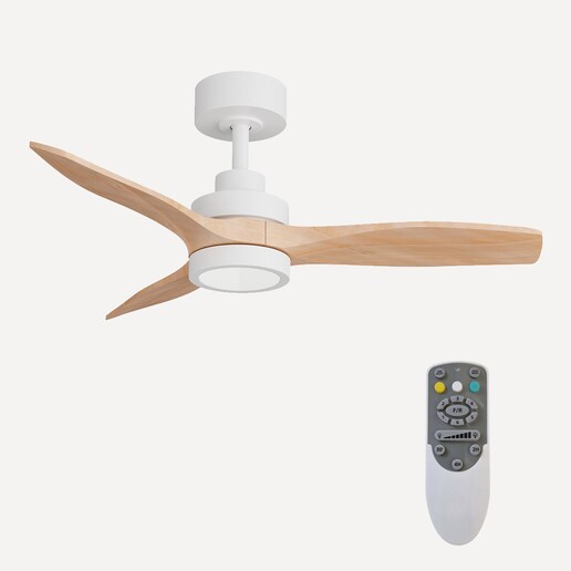 Ventilador de techo con luz LED Y motor DC roble Son Bou El Corte Inglés