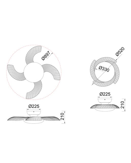 Ventoinha de Teto com Luz LED e Motor DC Aloha - Branco Branco-4