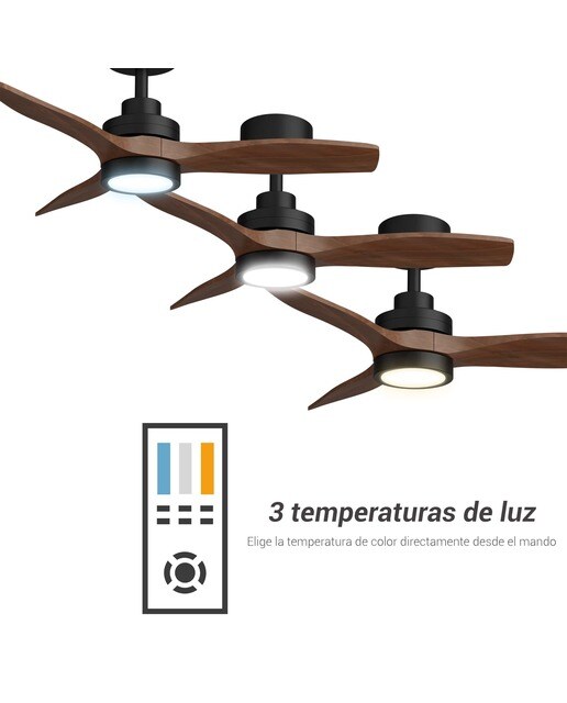 Ventoinha de Teto com Luz LED e Motor DC Son Bou Madeira Escura Madeira escura-4