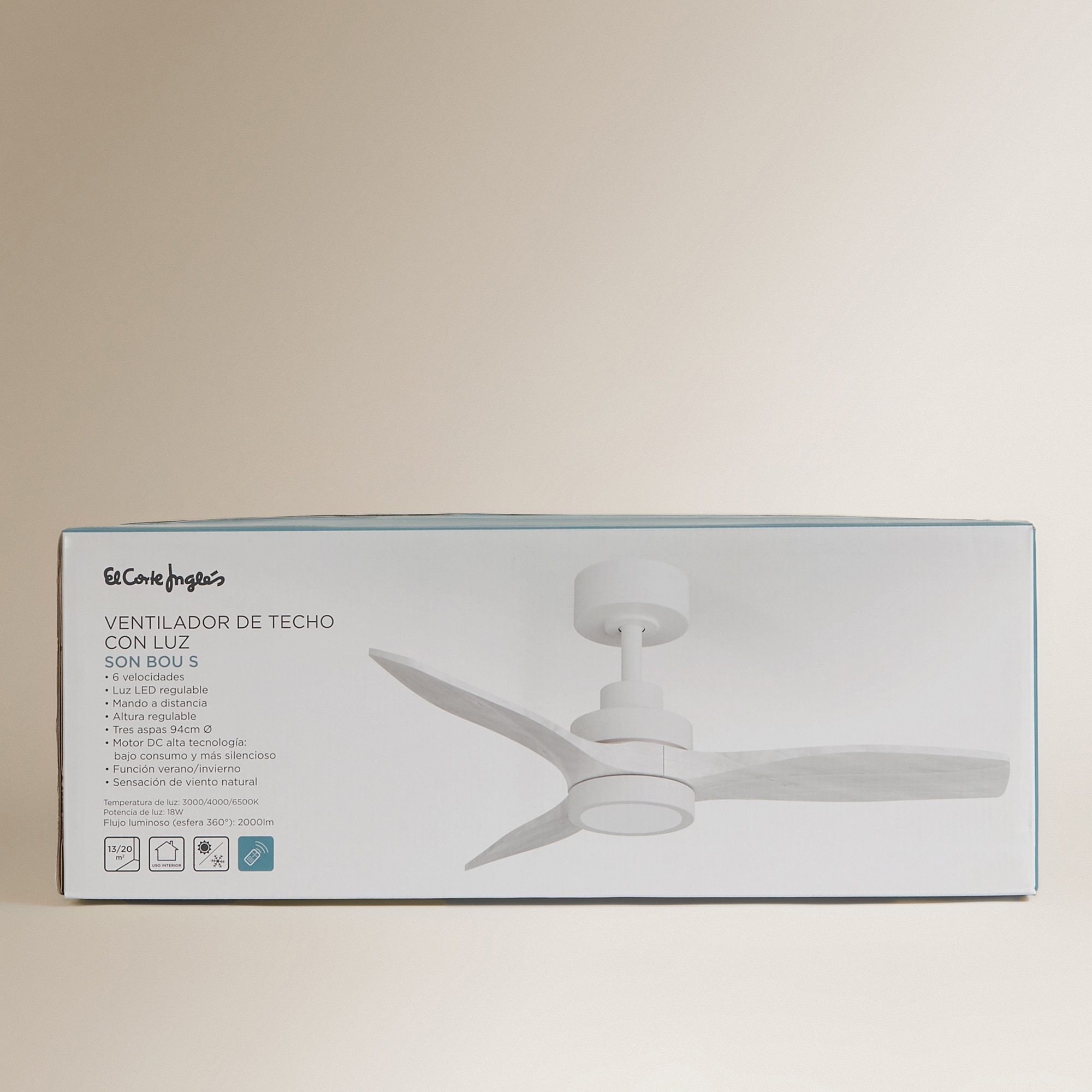Ventoinha de Teto com Luz LED e Motor DC Son Bou S - Branco Branco-7