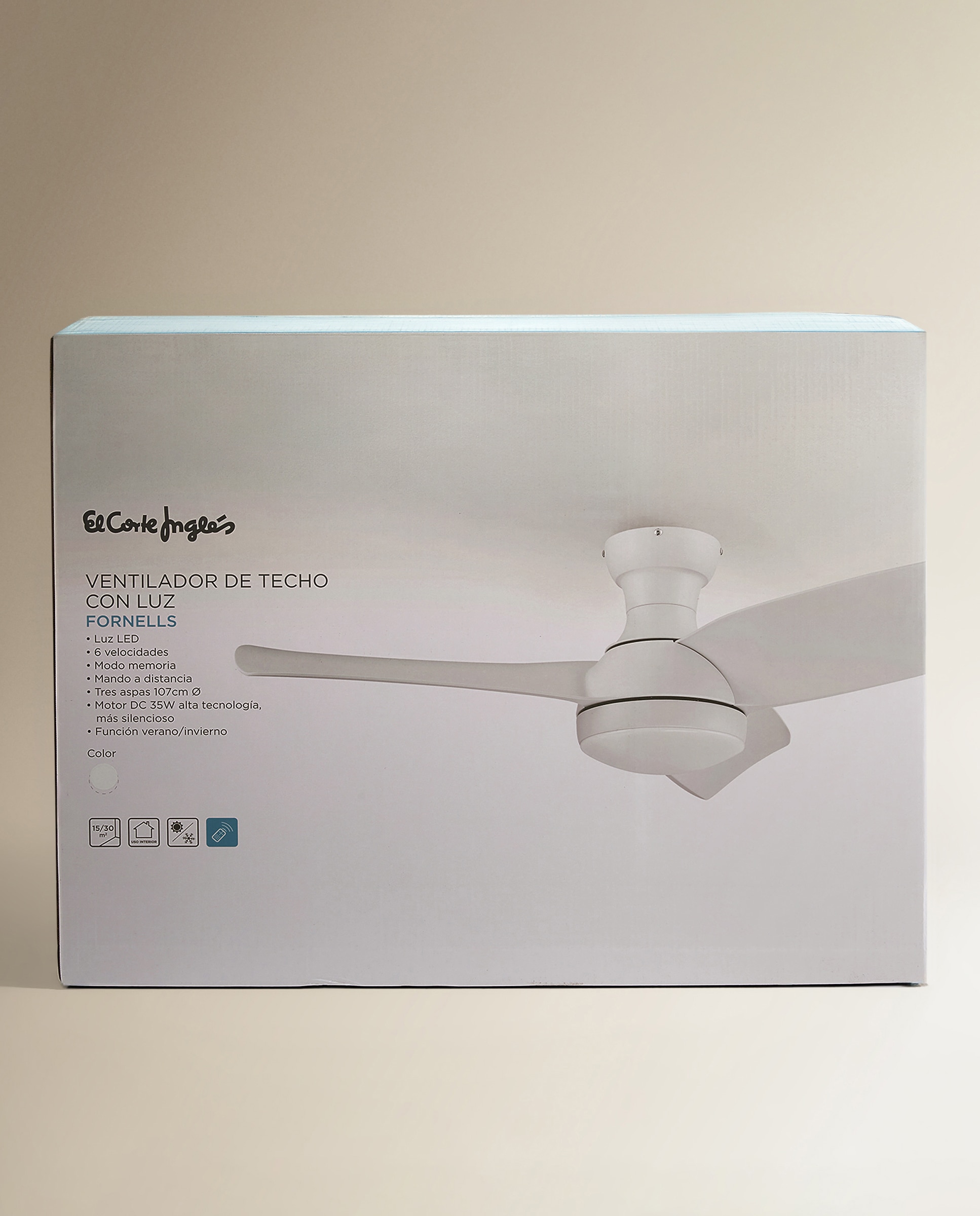 Ventoinha de Teto com Luz LED e Motor DC Fornells - Branco Branco-7