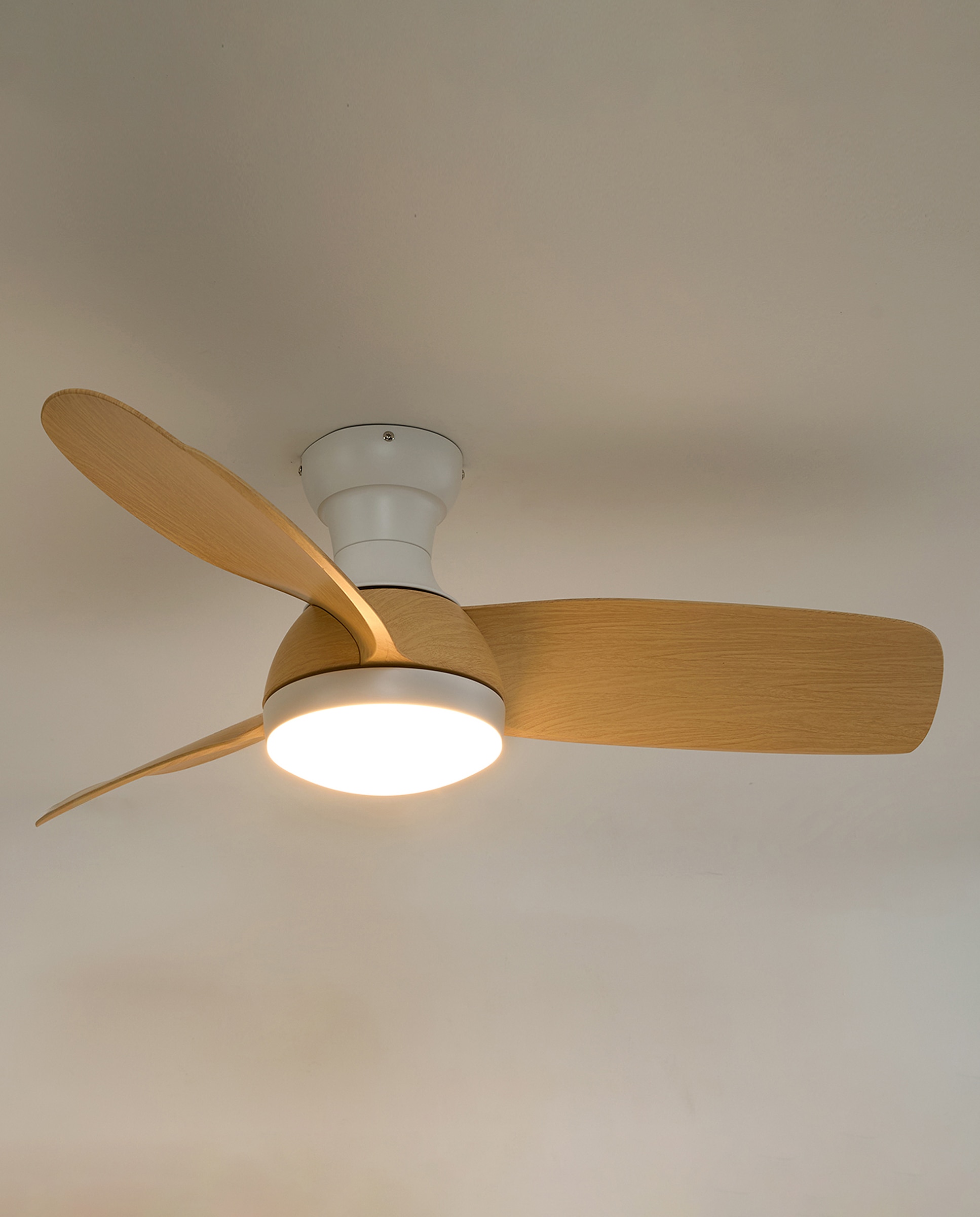 Ventoinha de Teto com Luz LED e Motor DC Fornells - Cru Natural-3