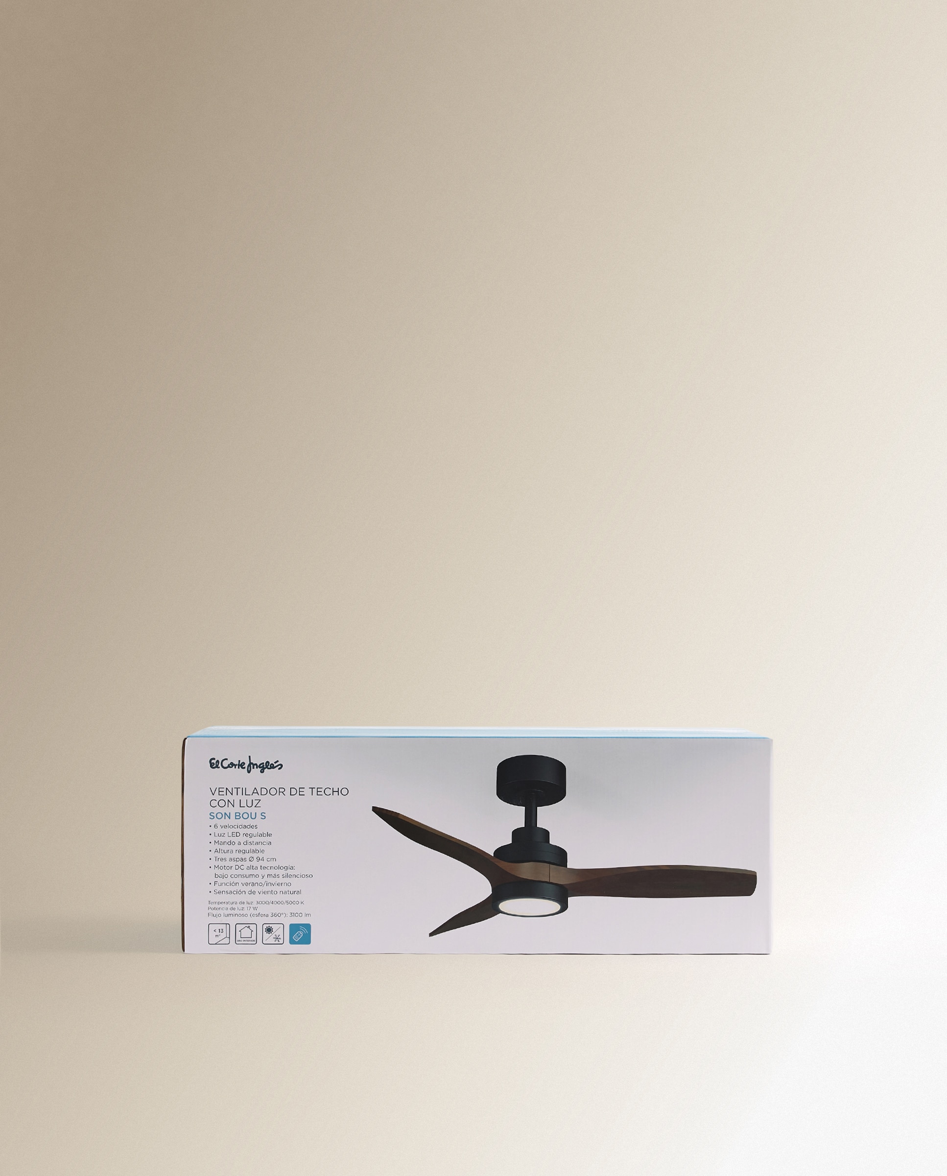 Ventoinha de Teto S com Luz LED e Motor DC Son Bou Castanho-7