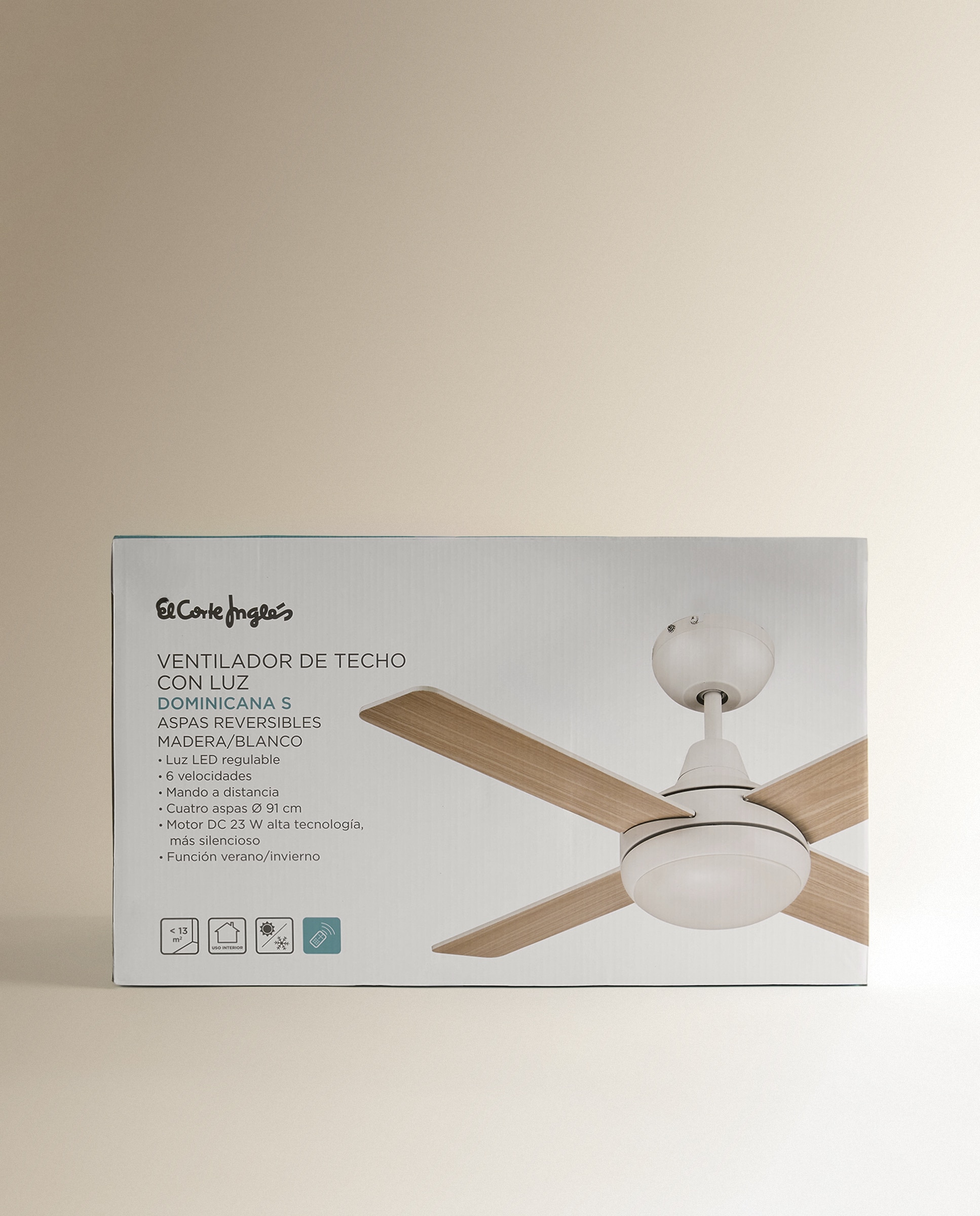 Ventoinha de Teto S com Luz LED e Motor DC Dominicana Branco-8