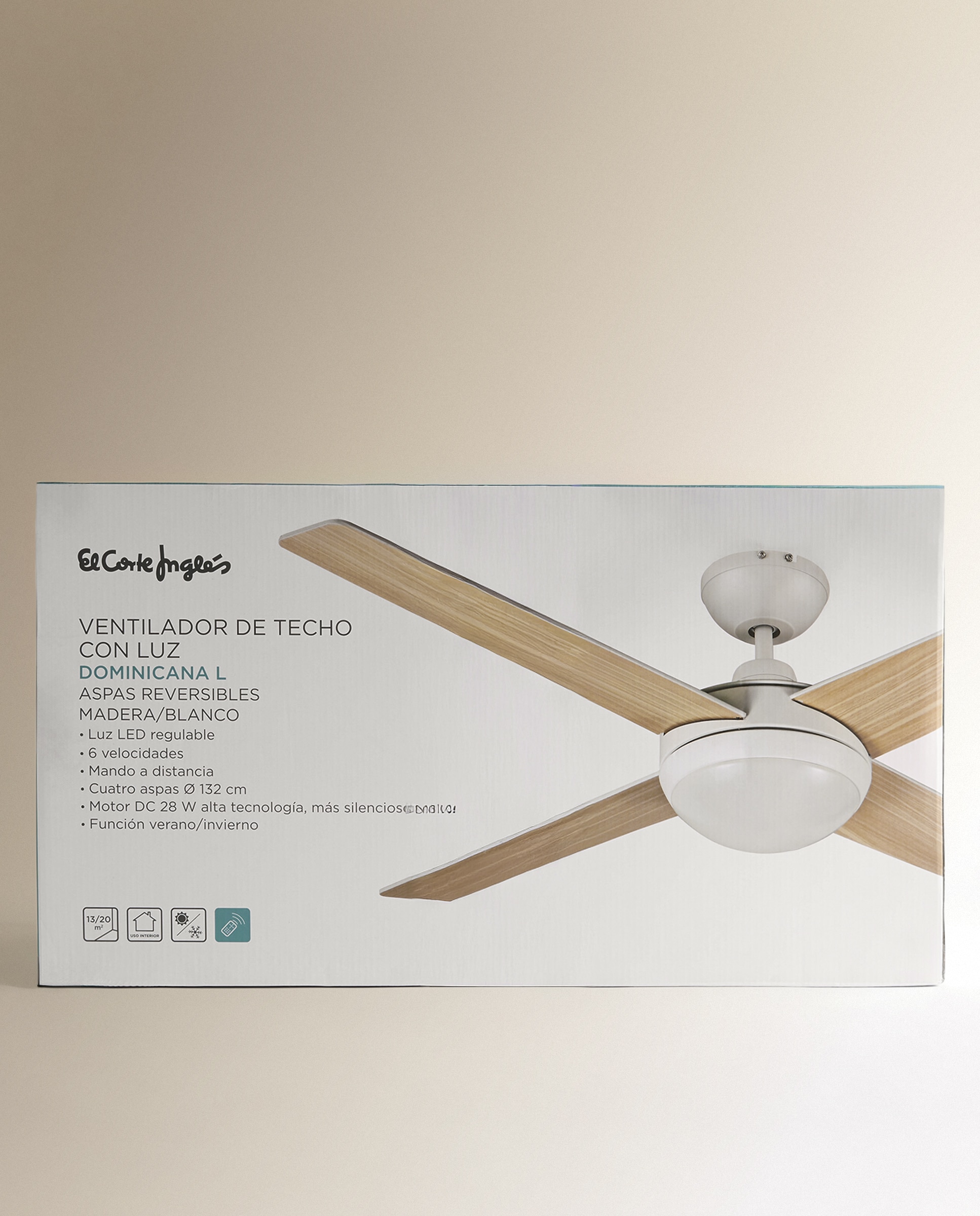 Ventoinha de Teto L com Luz LED e Motor DC Dominicana Branco-8