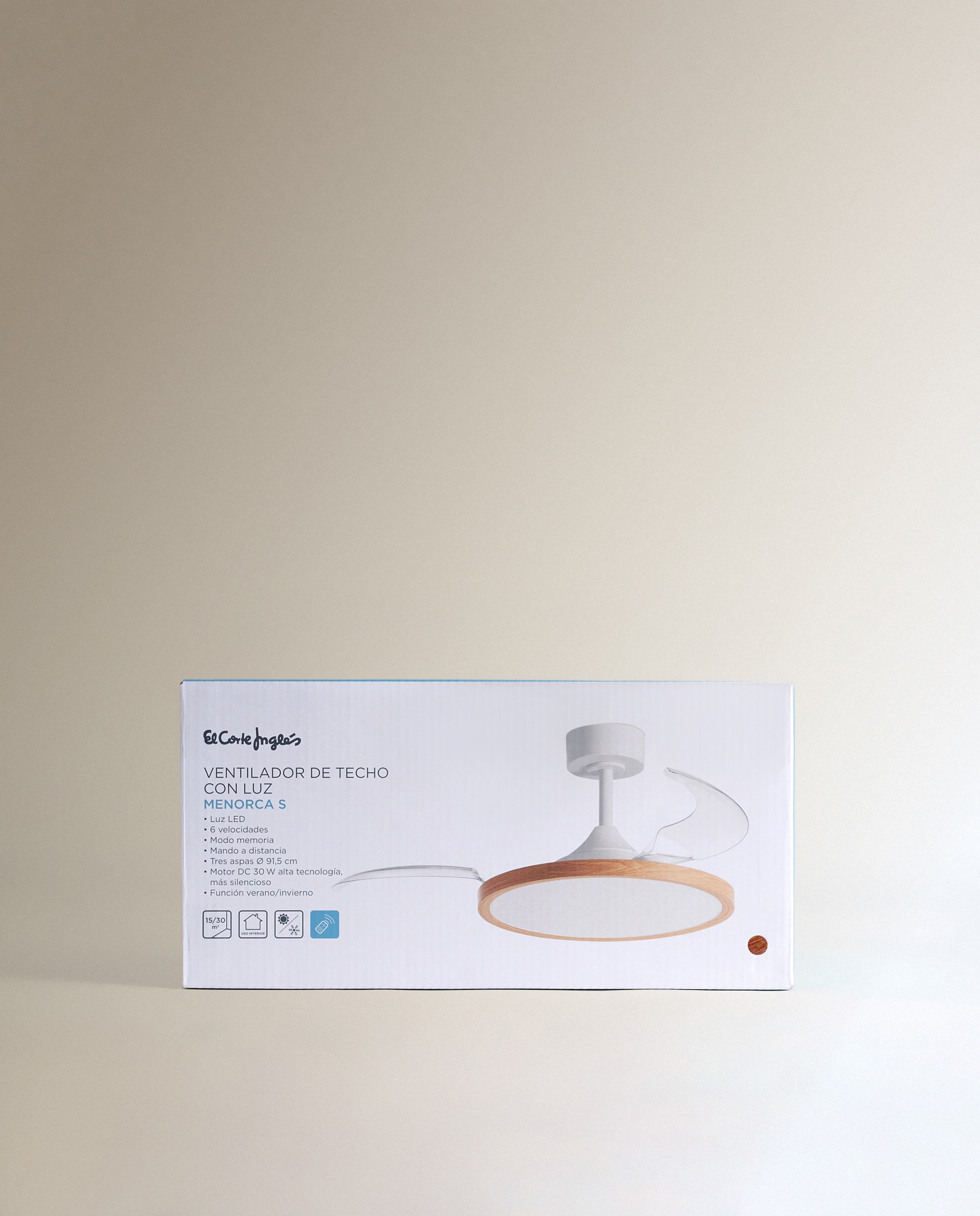 Ventoinha de Teto S com Luz LED e Motor DC Menorca Natural-8