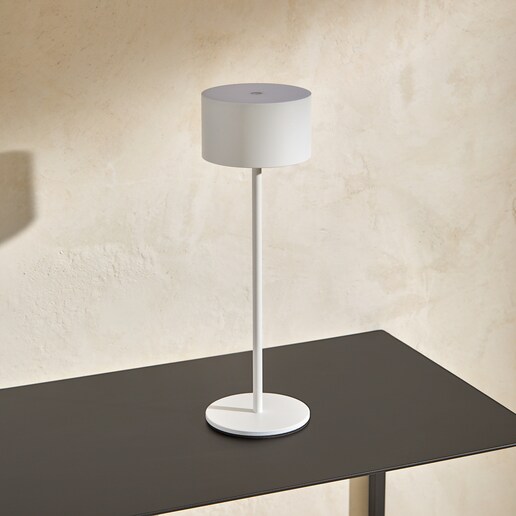 Lámpara de mesa exterior portátil blanca Ana