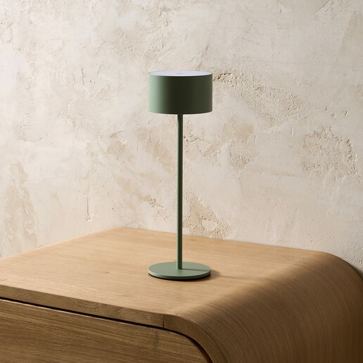 Lámpara de mesa exterior portátil verde Ana