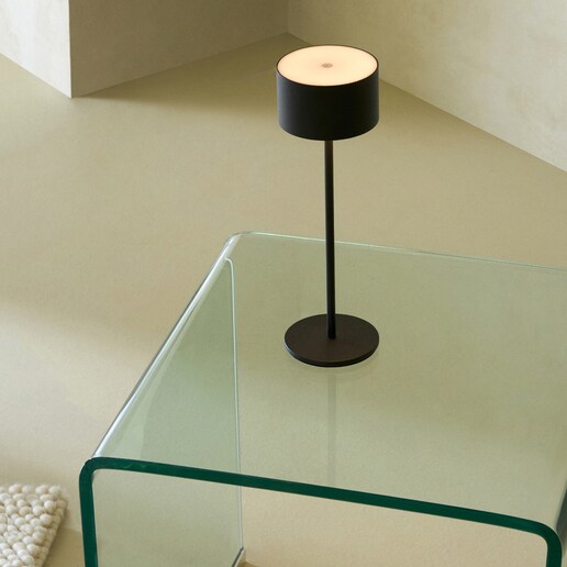 Lámpara de mesa exterior portátil negra Ana