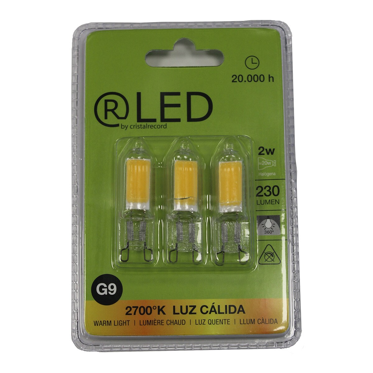 Pack de 3 lâmpadas LED G9 CristalRecord Transparente-2