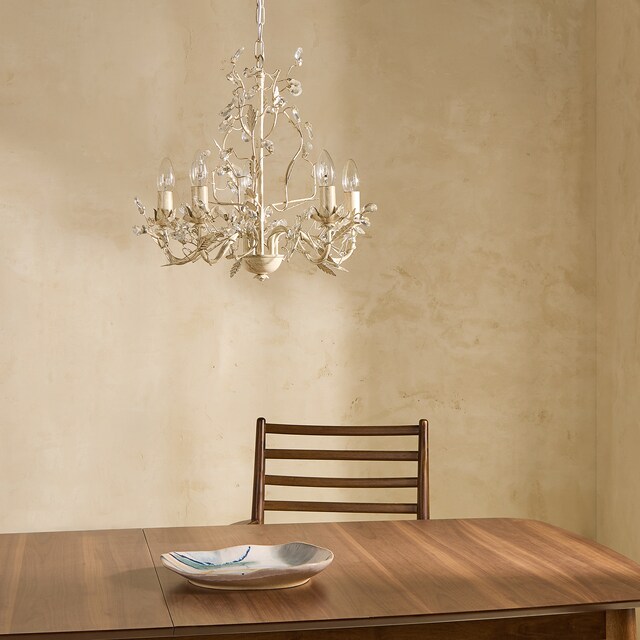 Imagem 0 de Candeeiro tipo candelabro de metal e cristal de 5 luzes Toscana