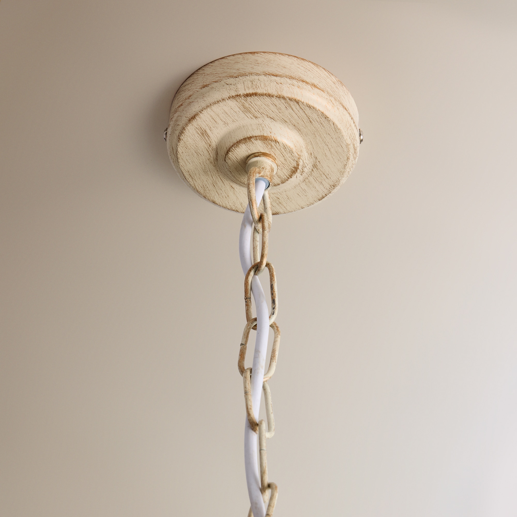 Candeeiro tipo candelabro de metal e cristal de 5 luzes Toscana Creme-5