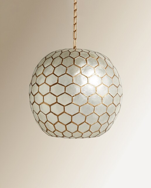 Lámpara de techo hexagonal en nácar Capiz El Corte Inglés