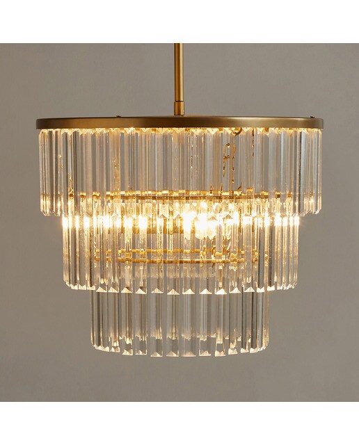Candeeiro Chandelier de Vidro Rialto Ouro-2