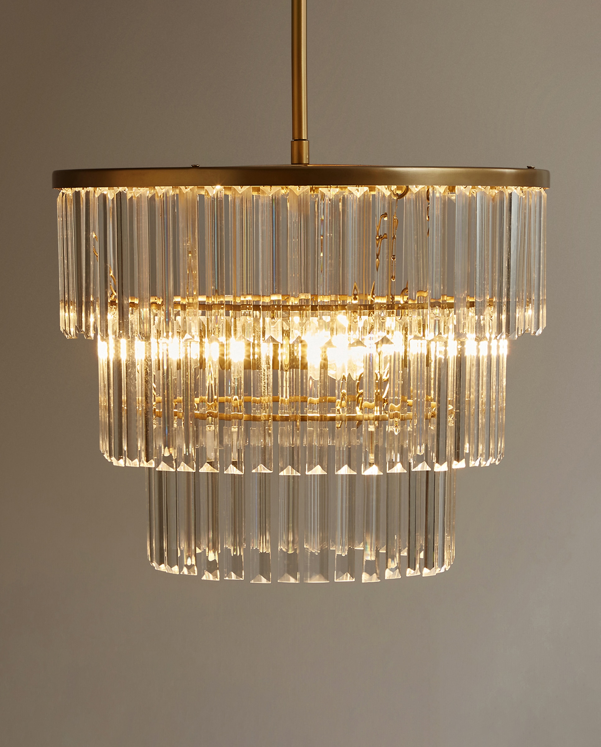 Candeeiro Chandelier de Vidro Rialto Ouro-3