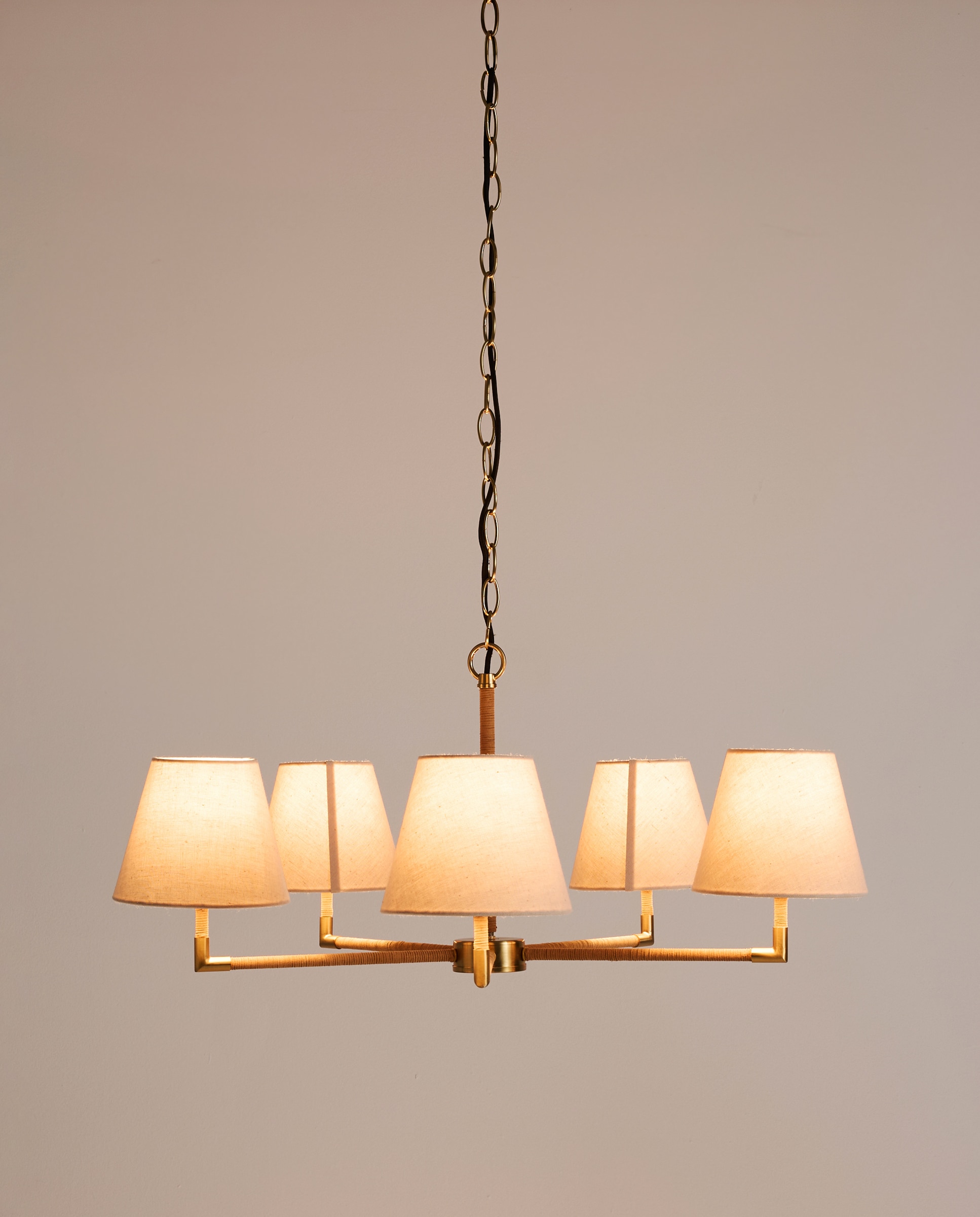 Candeeiro de teto em rattan com 5 luzes Karin Natural-3