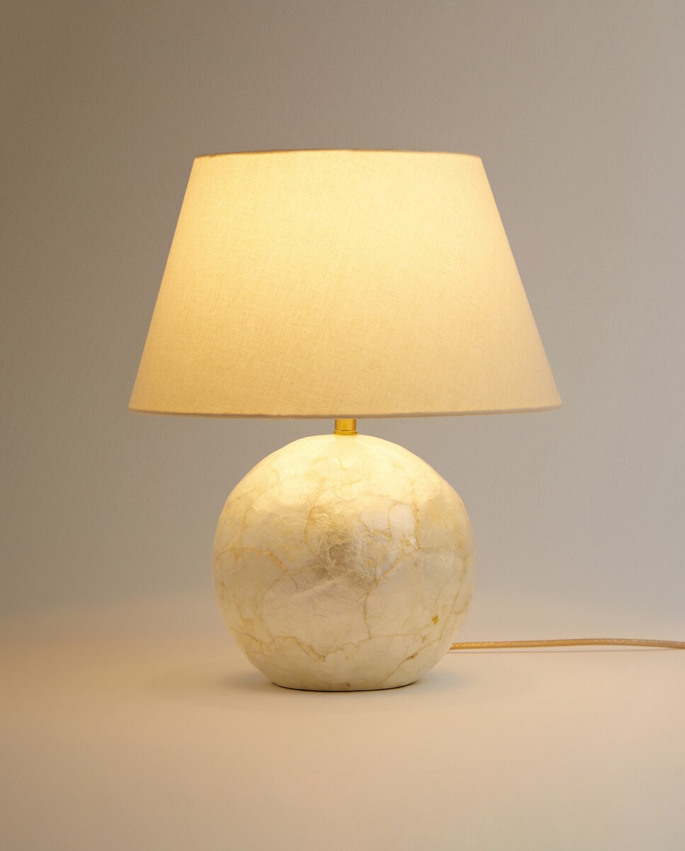 Candeeiro de mesa de nácar Davao Branco-2