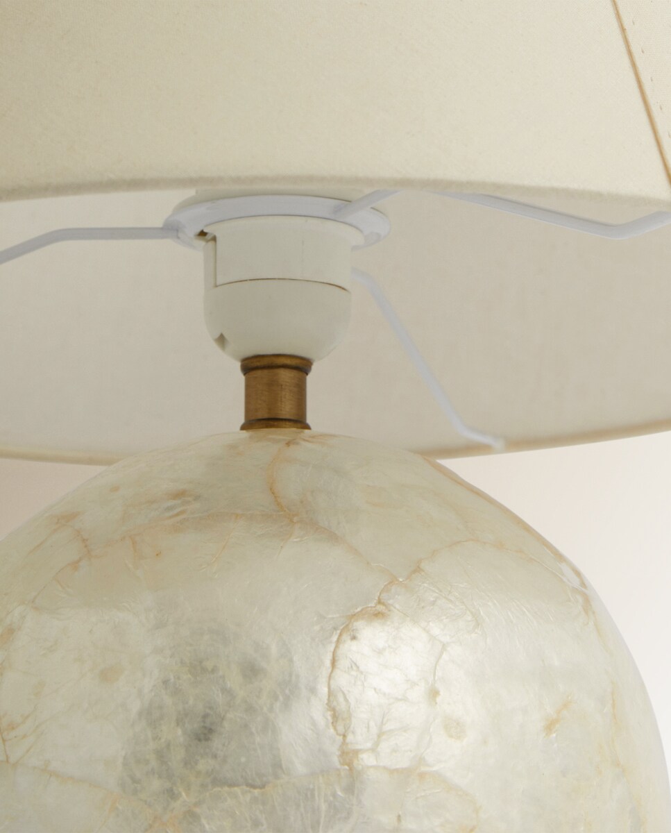 Candeeiro de mesa de nácar Davao Branco-3