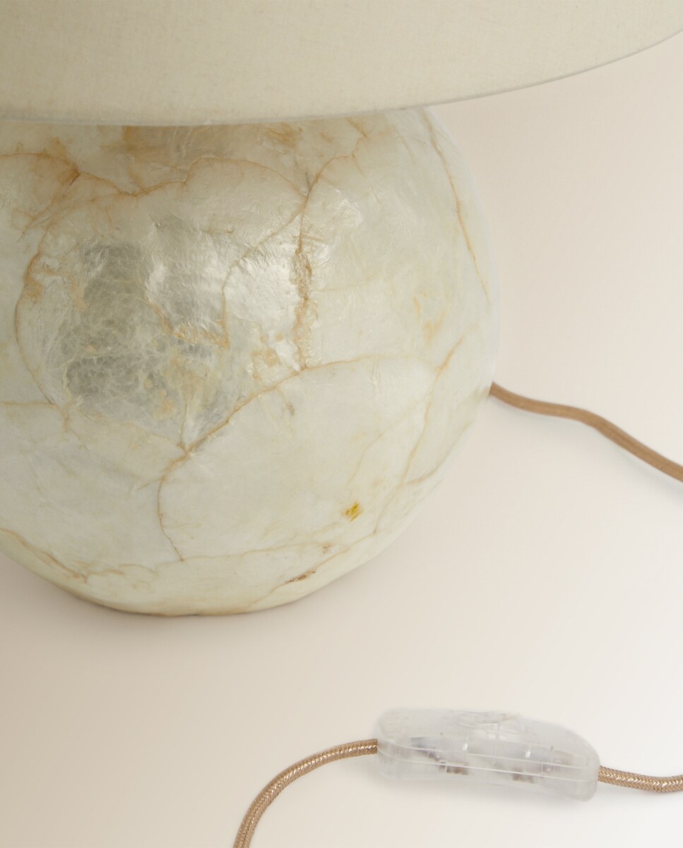 Candeeiro de mesa de nácar Davao Branco-4