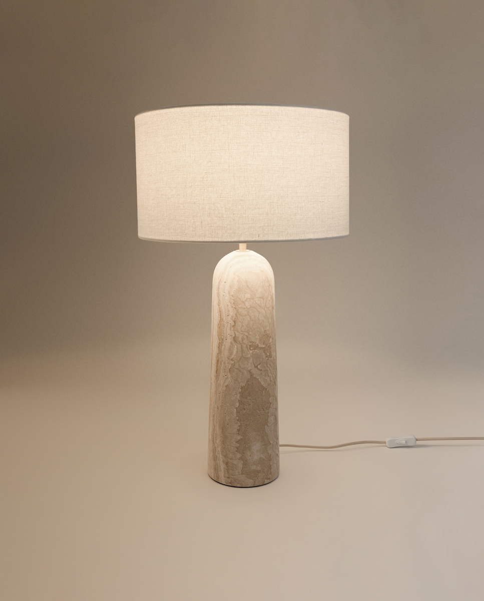 Candeeiro de Mesa Travertino Luca Cru-3