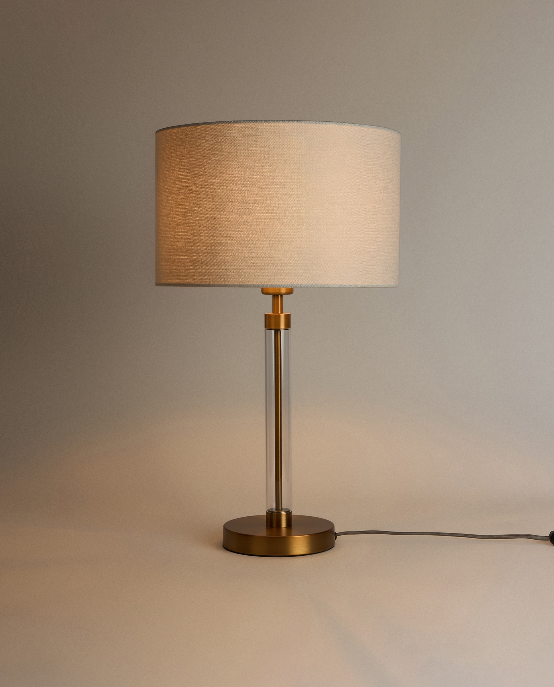Candeeiro de Mesa com Tubo de Vidro Nao Ouro-3