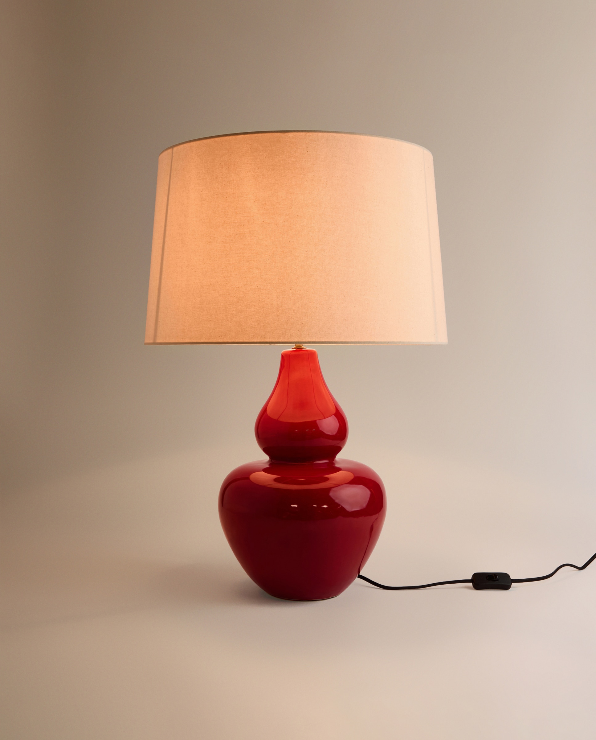Candeeiro de Mesa de Cerâmica Calabash York Vermelho-3