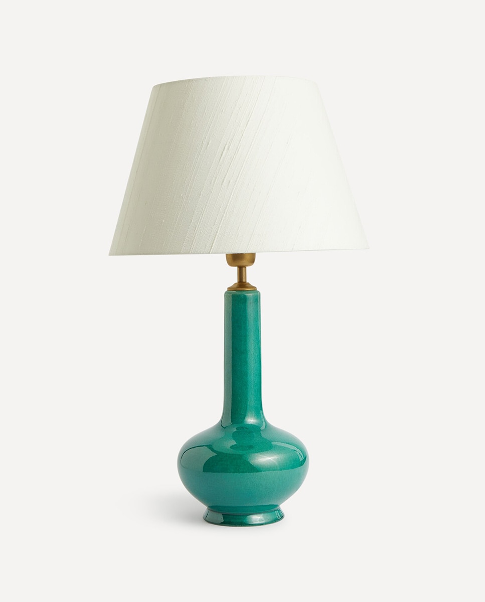 Candeeiro de Mesa Bell + Ecrã de Seda Veneza - Verde 1