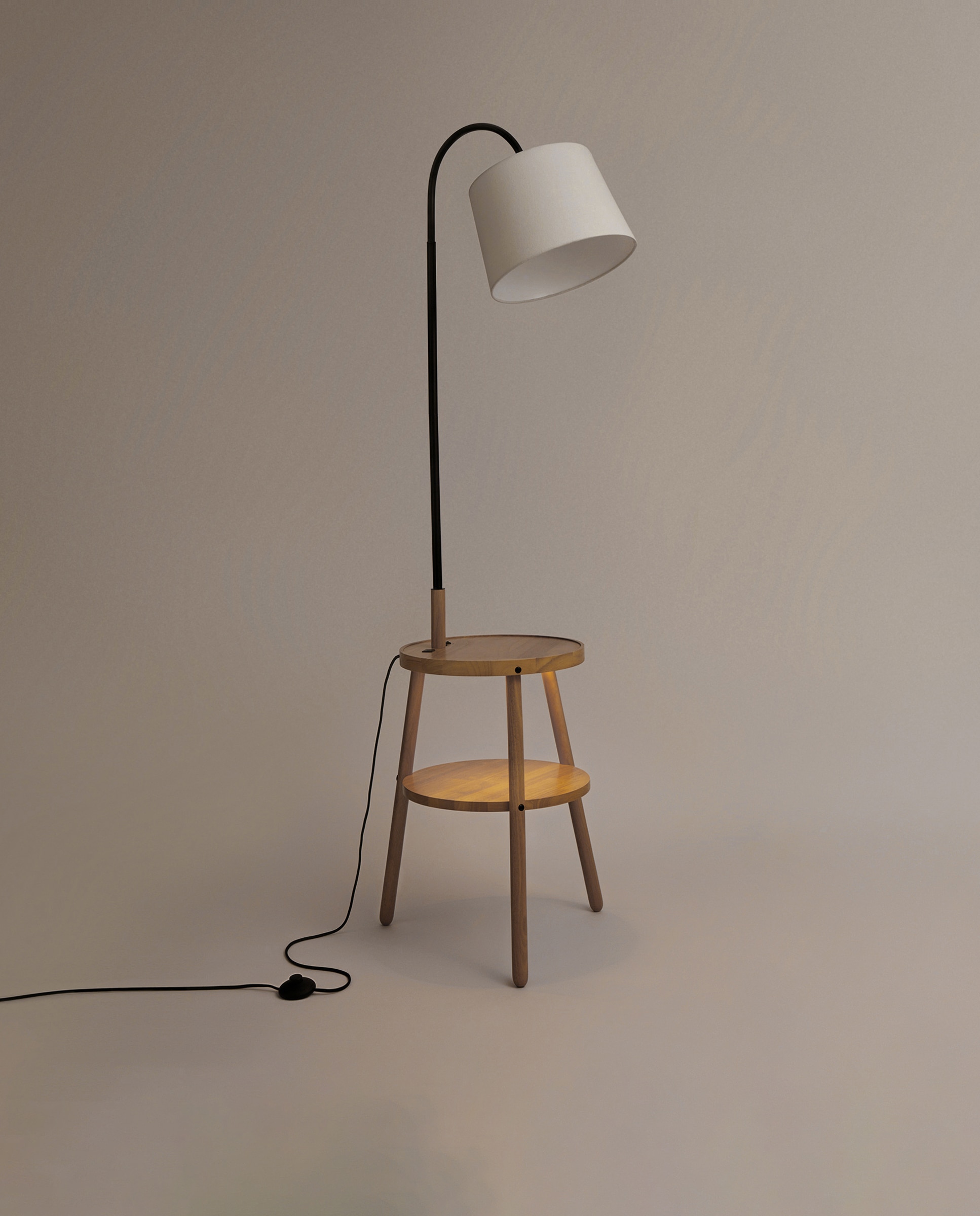 Candeeiro de Pé com Mesa Incorporada Pisano Natural-3