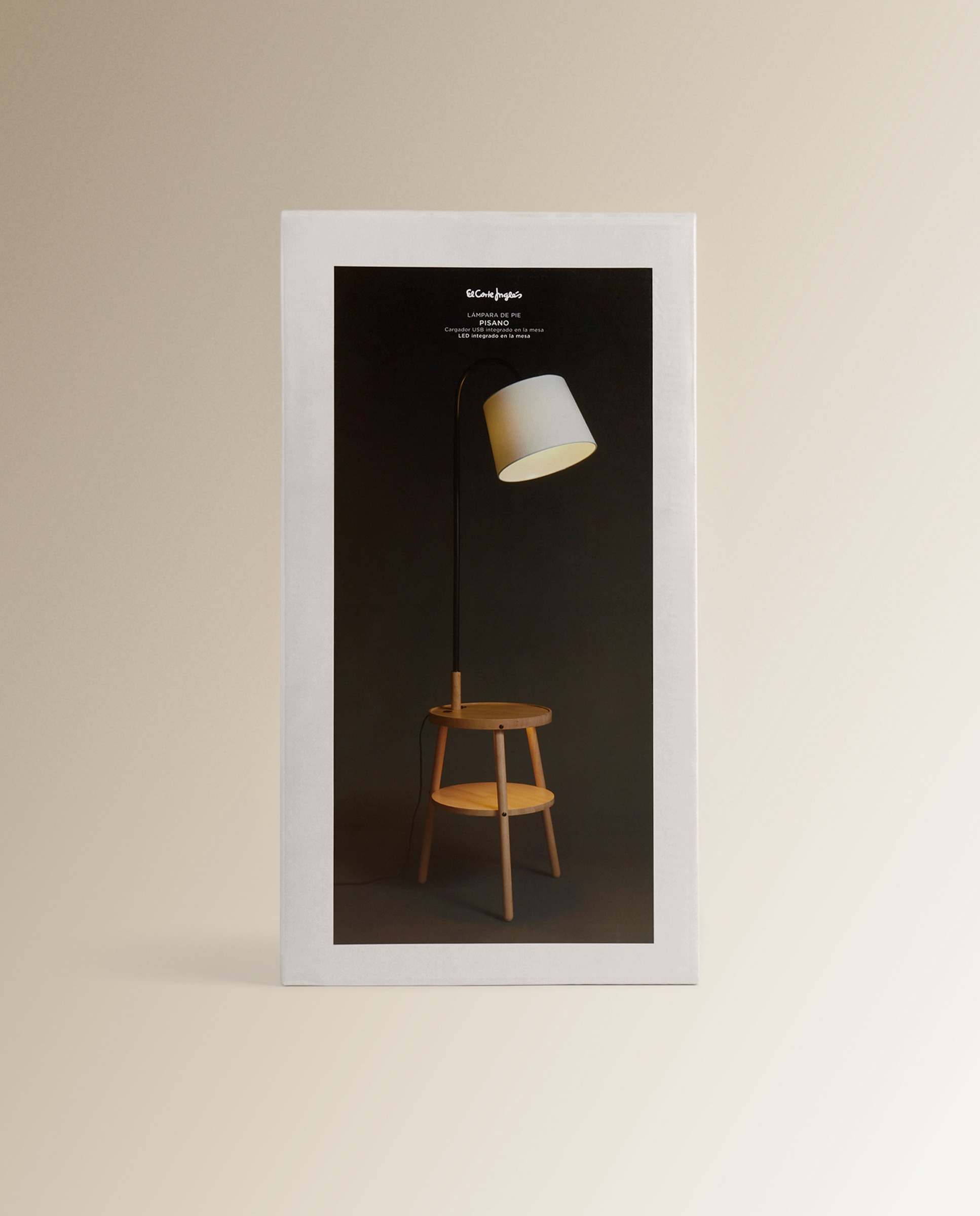 Candeeiro de Pé com Mesa Incorporada Pisano Natural-10