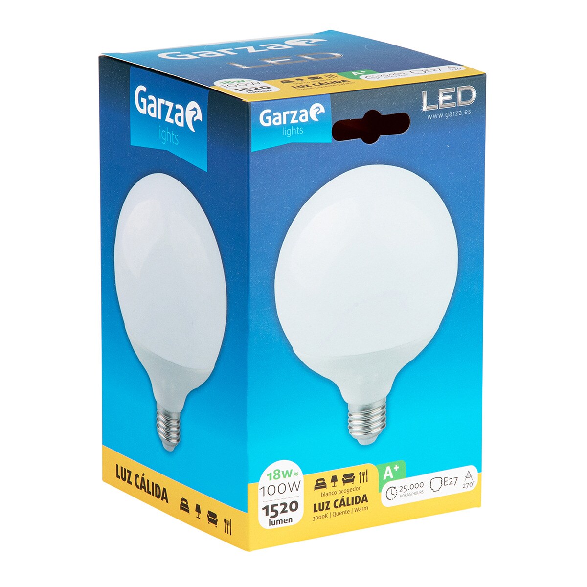 Lâmpada LED Globo E27 18W Luz quente Branco-2