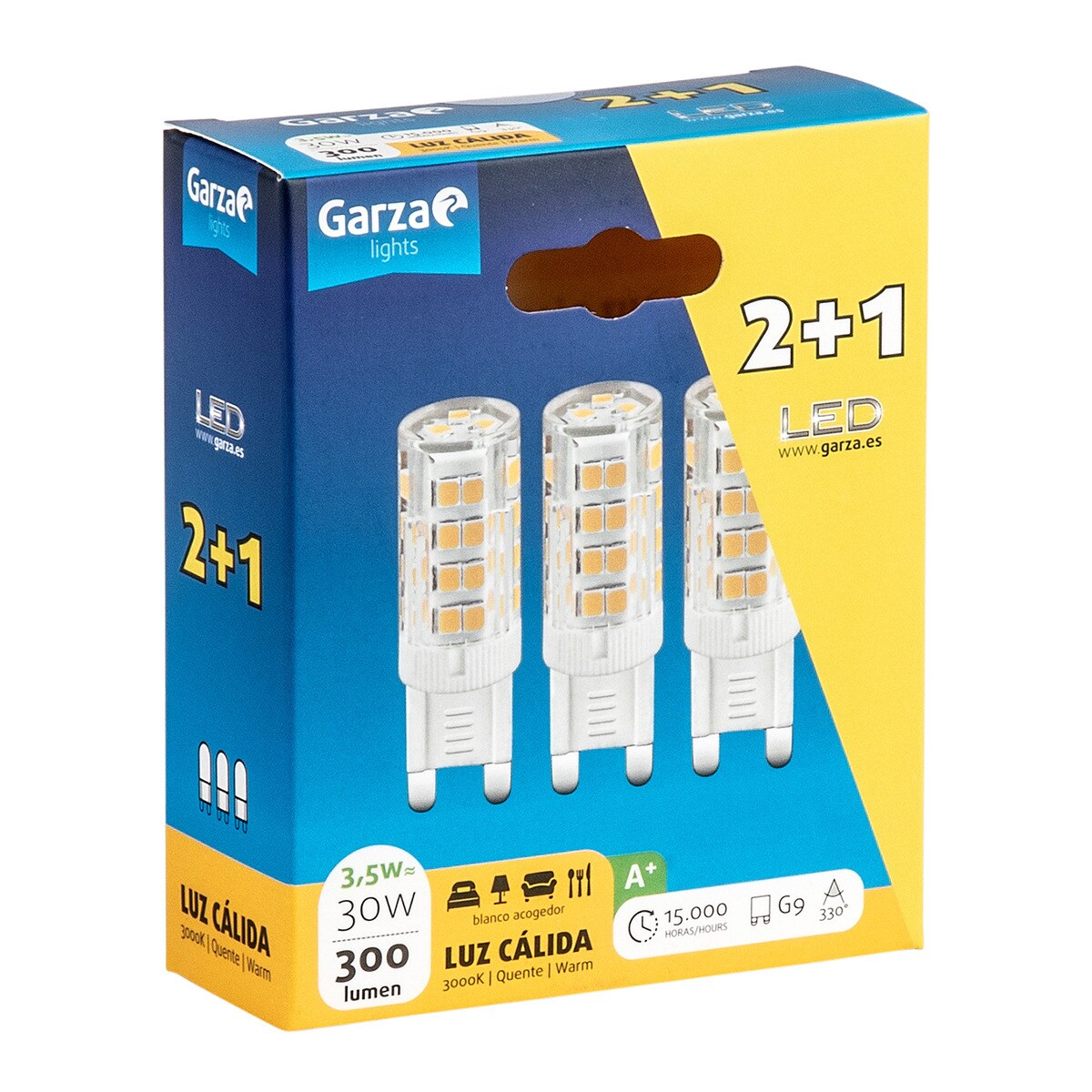 Pack de 3 lâmpadas LED G9 3,5 W Branco-2
