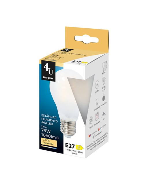 Lâmpada LED Filamentos Opal Standard E27 7,8 W 1060 lm 2700 K 450206A 2