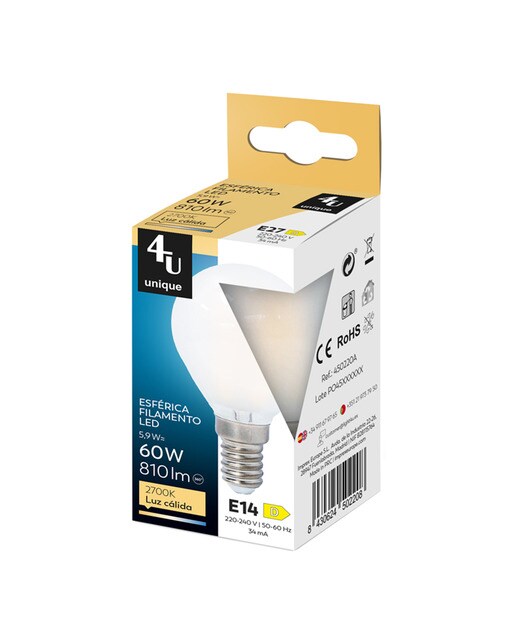 Lâmpada LED Filamentos Opal Esférica E14 5,9 W 810 lm 2700 K 450218A 2