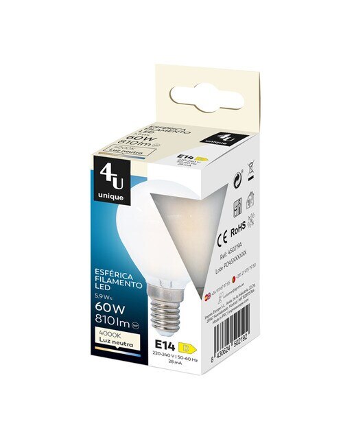 Lâmpada LED Filamentos Opal Esférica E14 5,9 W 810 lm 4000 K 450219A 2